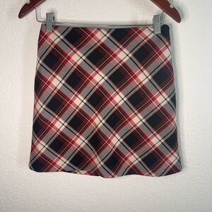 H&M Red and Black Plaid Mini Skirt